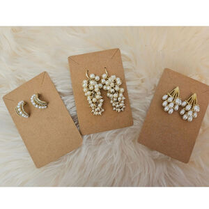 Lot of 3 Elegant Faux Pearl and Gold Fashion Earrings